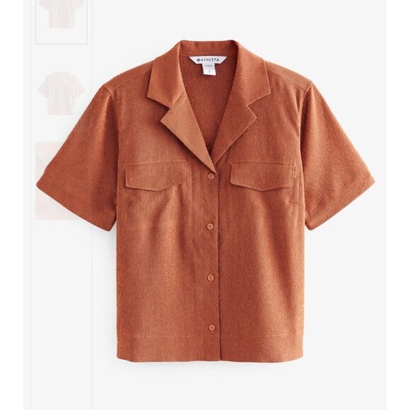 Athleta Tops - Athleta Echo Women's Top Brown M Button Down Collared Lightweight Pockets Size